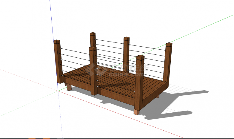 带柱子小型棕色木桥 su模型-图二