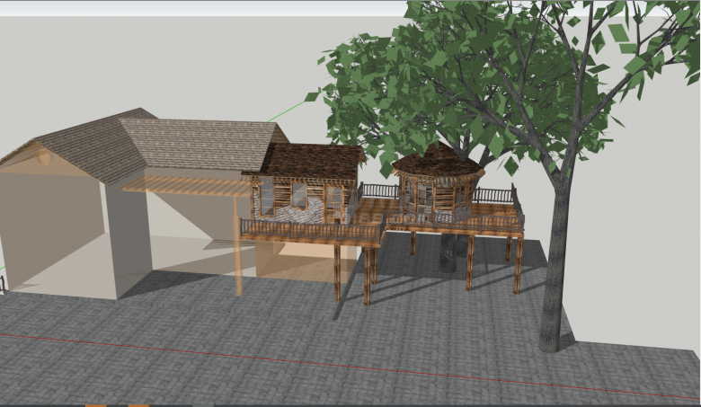 古典简约小型木屋su模型-图二