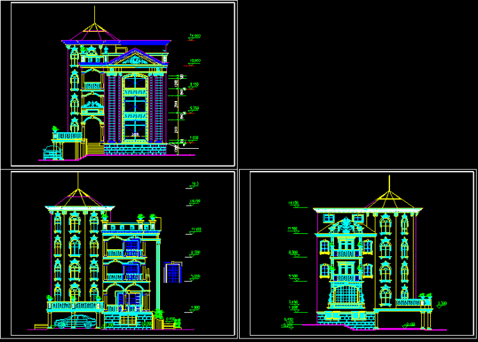某中式经典多层别墅建筑CAD图纸_图1