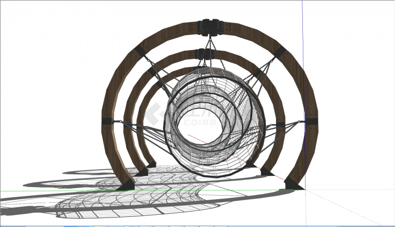 木框架钢筋网 攀爬架 su模型-图二