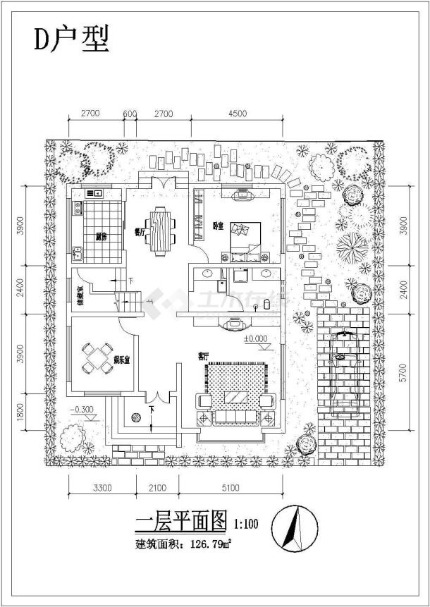 某住宅小区2层建筑户型平面布置图-图一