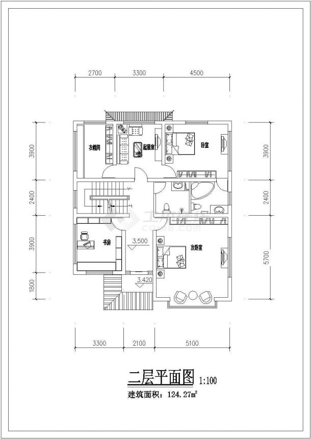 某住宅小区2层建筑户型平面布置图-图二