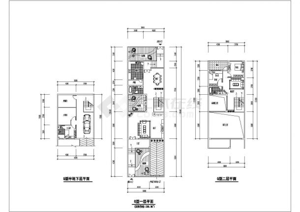 某三层别墅建筑设计施工图及各种户型平面图-图一