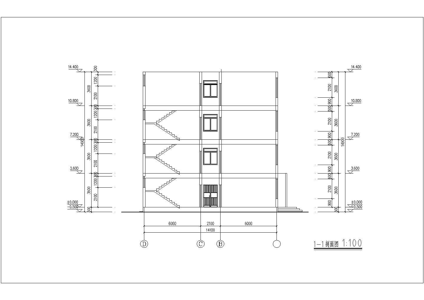 学生课程设计某中学四层宿舍楼户型平面图