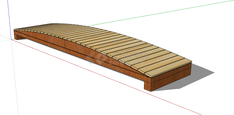 公园广场专用小木桥su模型-图一