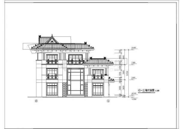 某地仿古三层坡屋面别墅建筑设计方案-图二