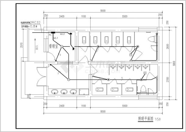 利民街某单层公厕建筑设计施工图（含结构、水、电）-图二