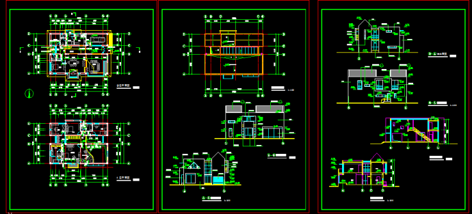 二层别墅楼建筑施工cad设计方案图纸_图1