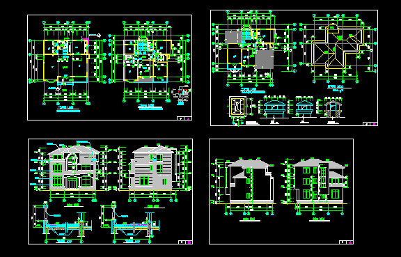 多层别墅楼扩出建筑施工cad设计方案图纸_图1