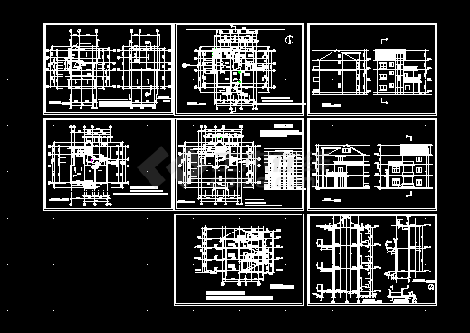 单体别墅楼建筑施工cad设计方案图纸-图一