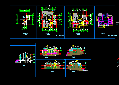 村镇别墅建筑施工CAD设计图纸全套方案_图1