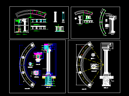 欧式廊柱建筑施工cad设计方案图纸_图1