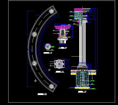 欧式廊柱建筑施工cad设计方案图纸-图二