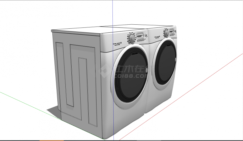 全自动的白色的洗衣机 su模型-图一