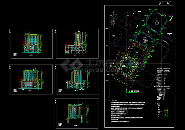 某商务广场规划CAD图纸（共6张）-图一