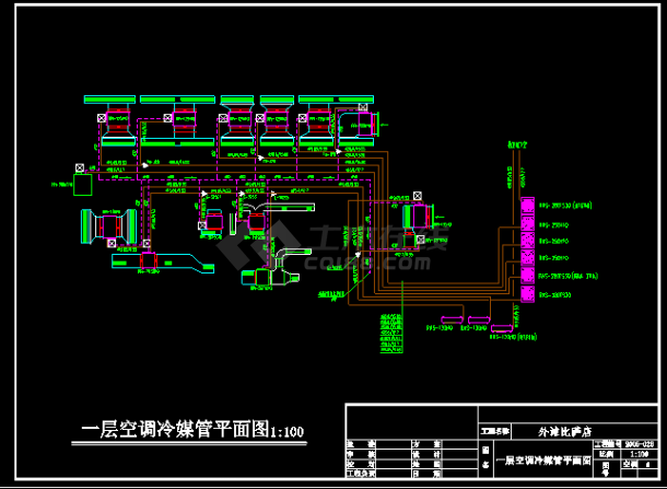 某匹萨店全套空调设计CAD施工设计图纸-图二