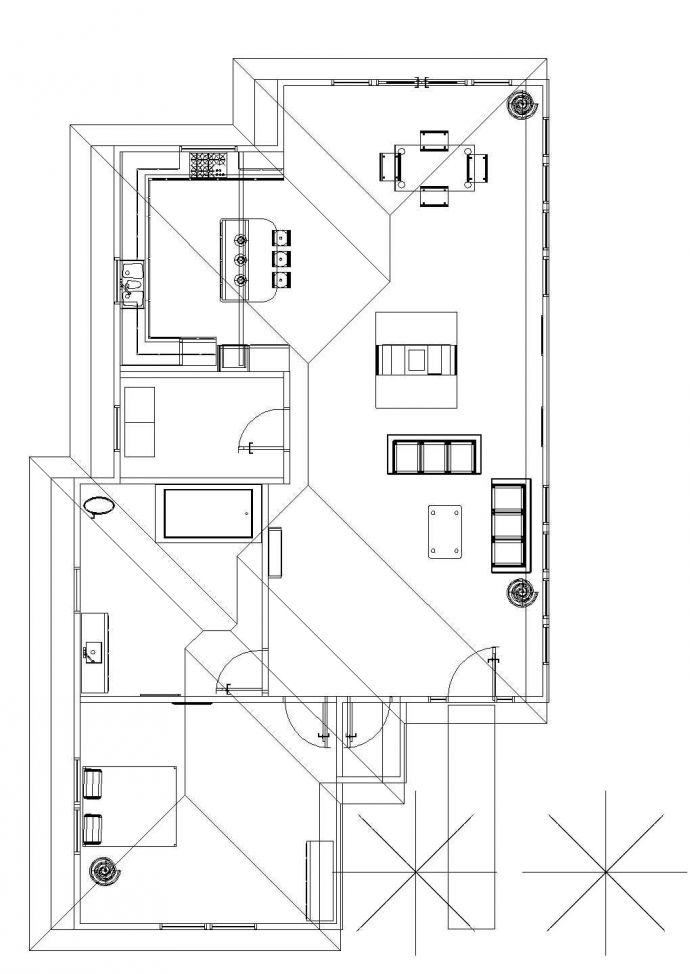 某地小区样板单层坡屋顶别墅3D效果图_图1