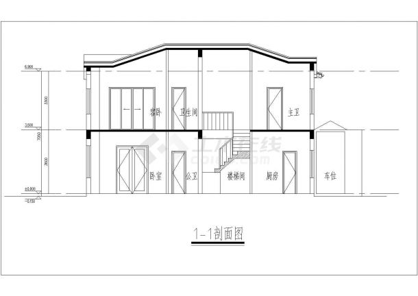 南方某地区2层山地别墅建筑方案设计图-图一