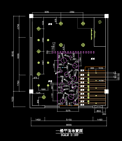 小型火锅店室内装修方案的cad平面施工设计图-图二