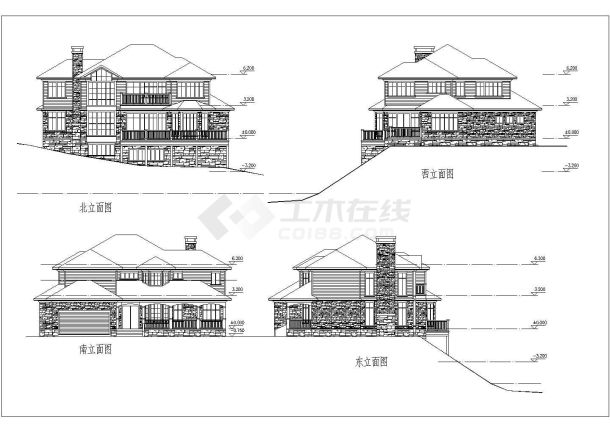 某地2层现代风格别墅建筑方案设计图-图一