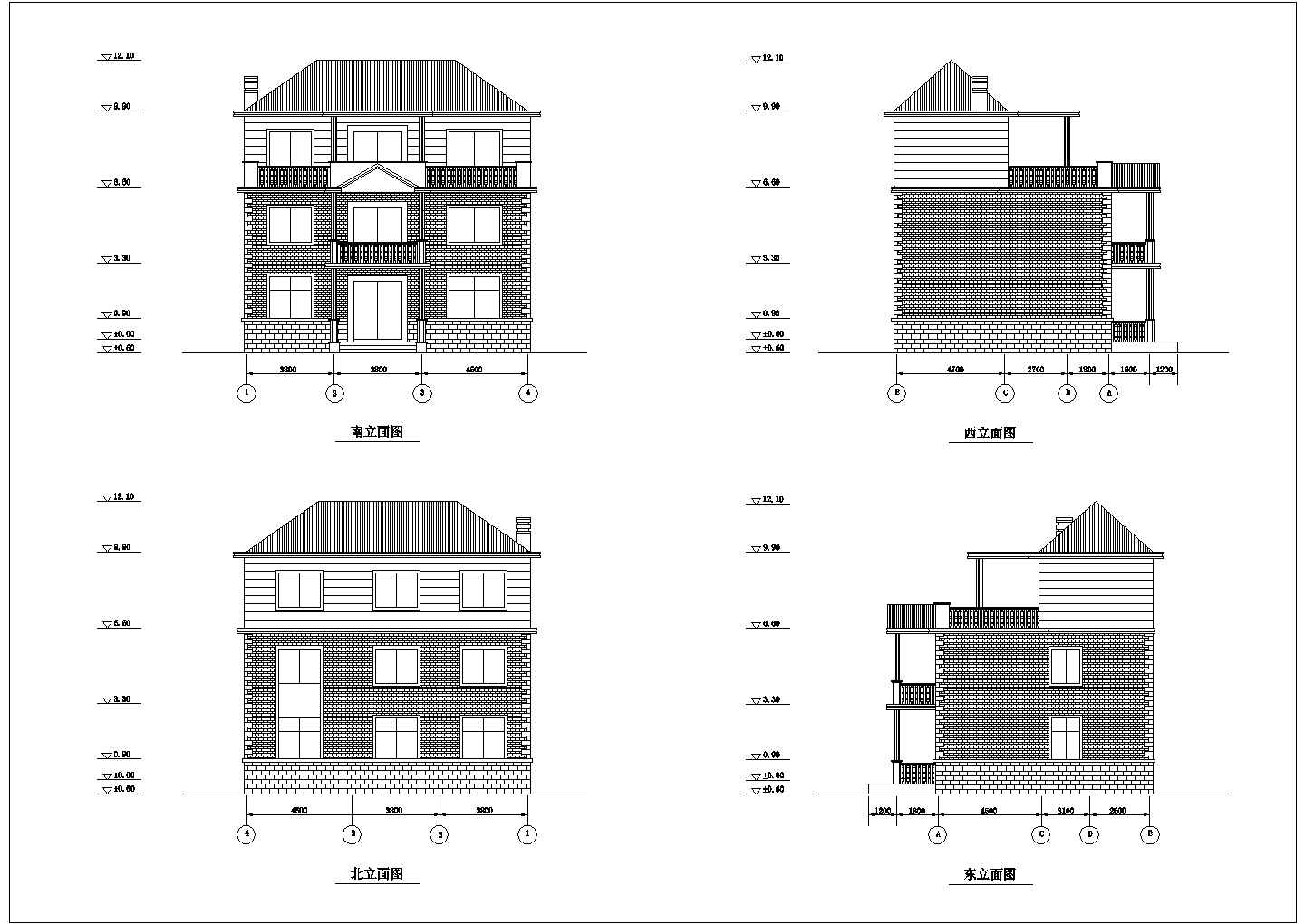 某120平方三层别墅建筑方案设计图