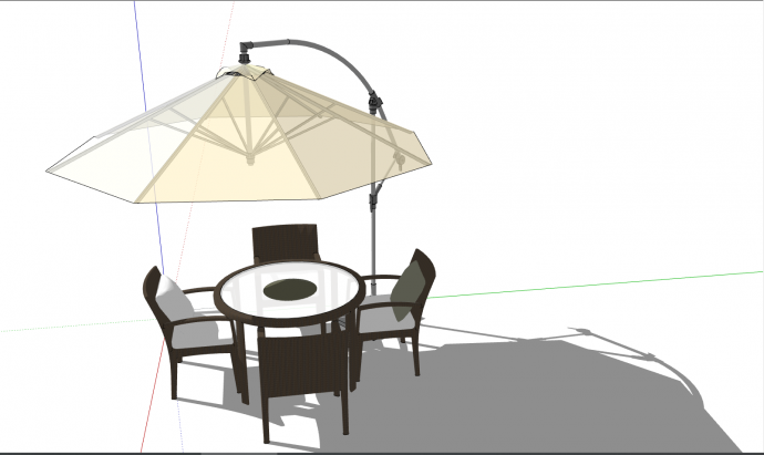 一款深色的简约的室外桌椅su模型_图1