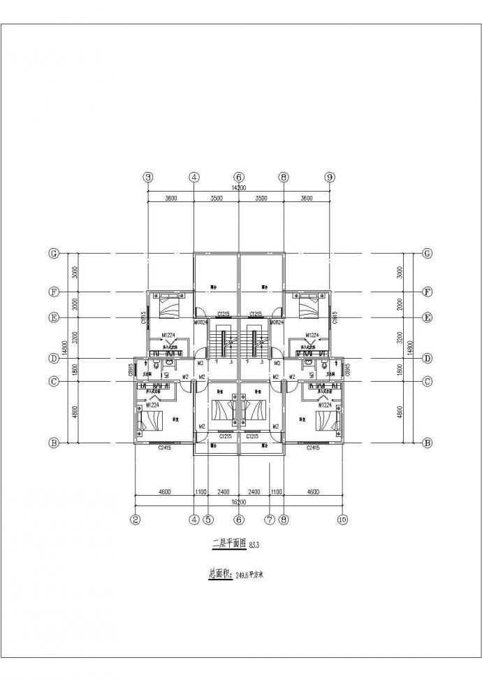 某地三层双拼别墅建筑设计平面方案图_图1