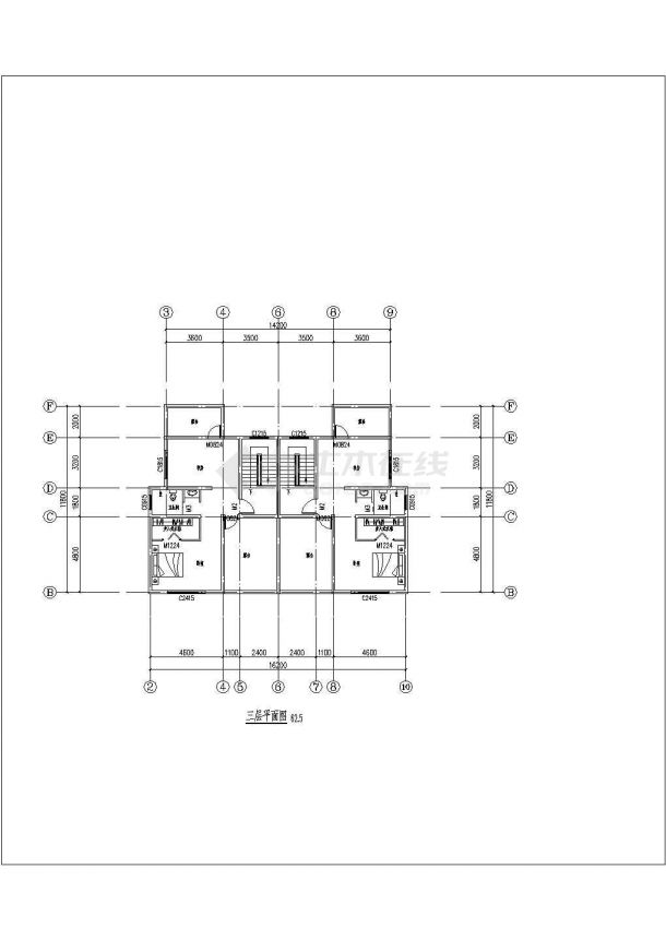 某地三层双拼别墅建筑设计平面方案图-图二