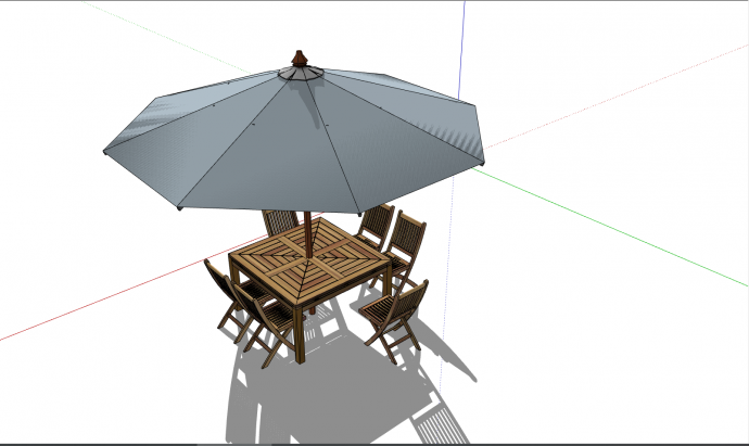 简约的木质的室外桌椅 su模型_图1