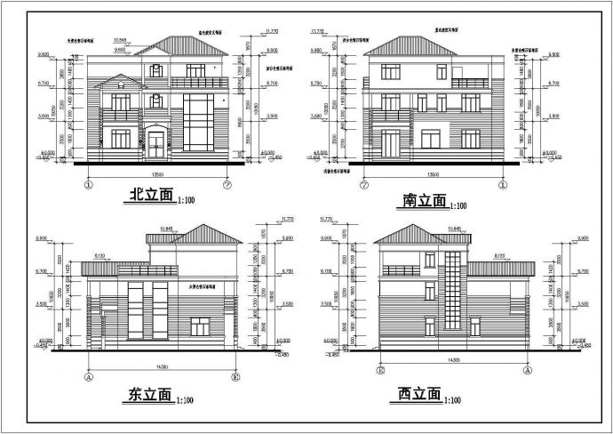 某地区3层别墅楼建筑设计施工图纸_图1