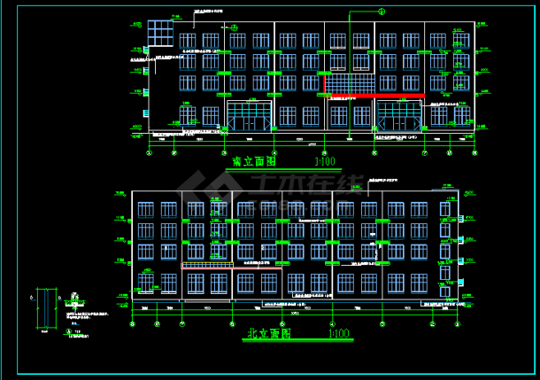 某4层框架结构办公楼建施CAD设计方案图纸-图二