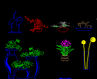 各种花盆、盆景、摆设家装设计cad素材平立面图_图1