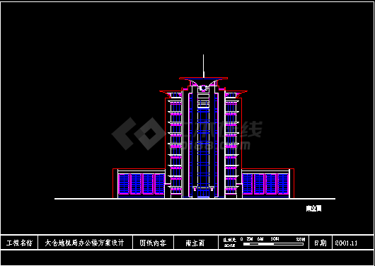 某市地税局办公大楼设计施工方案CAD图纸附带效果图-图二