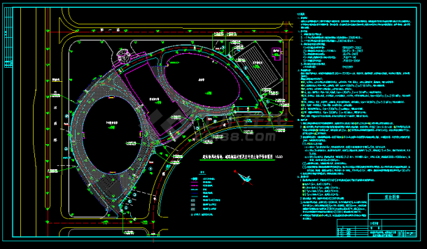 某师范学校体育场馆室外工程全套CAD平面施工图纸-图一