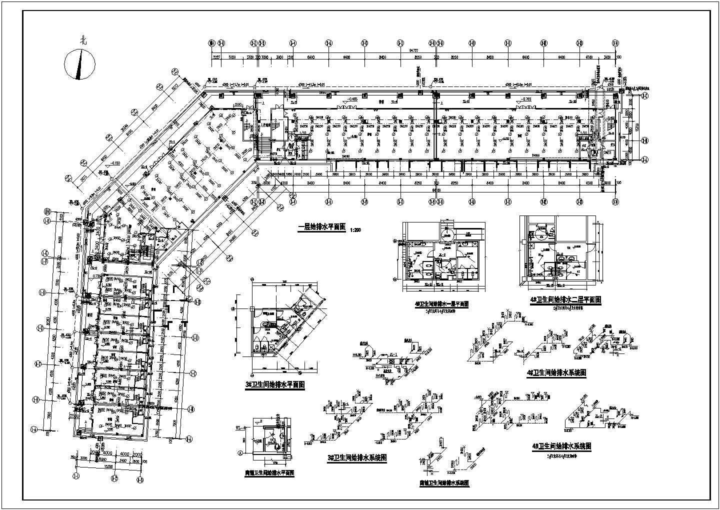 某小区六栋三层砖混结构商铺给排水、消防工程施工图