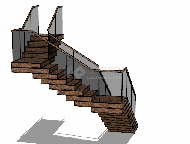 玻璃扶手楼梯su模型 -图一
