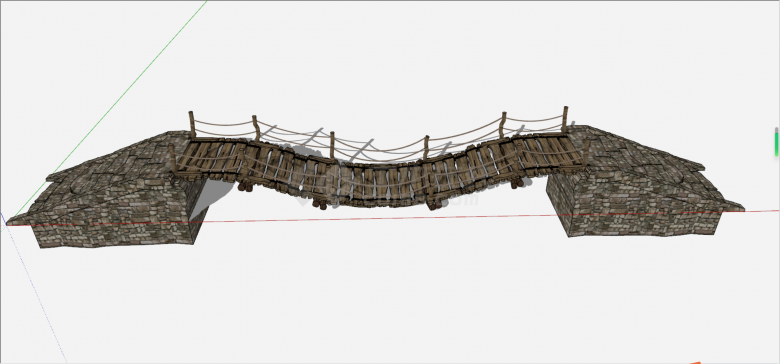 户外庭院木质吊桥su模型-图二