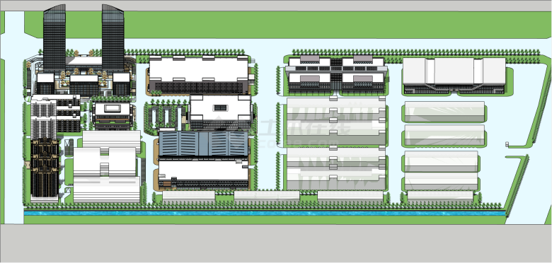 现代都市科技产业园su模型-图二