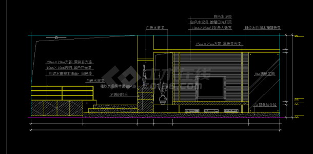 现代别墅客厅装修设计方案全套CAD图纸-图二