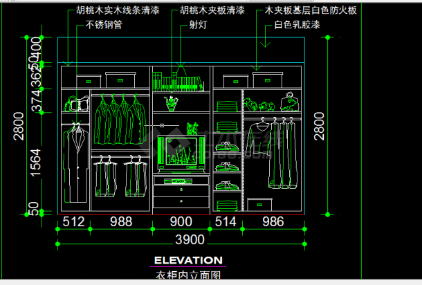 组合衣柜设计方案全套CAD大样图-图二