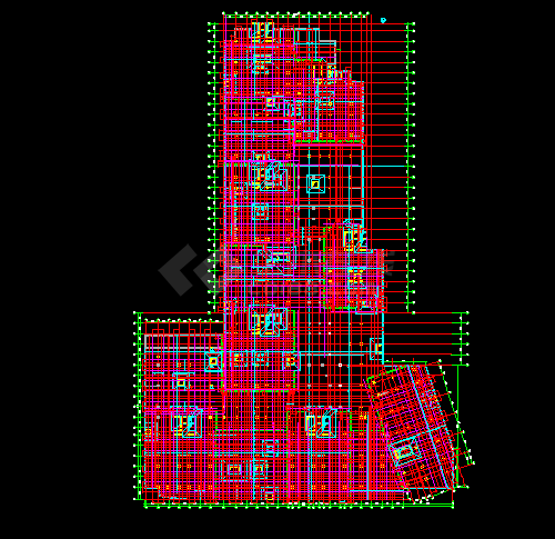 高层办公楼框架结构施工设计CAD图纸-图二