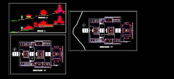 大型寺庙建筑设计方案全套CAD图纸_图1