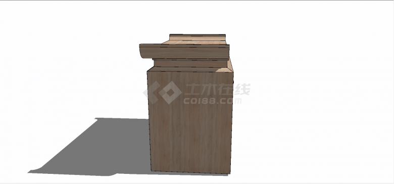 中式原木材质带板凳两抽屉样式案台su模型-图二
