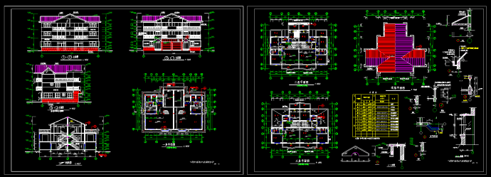 三层双拼别墅建筑cad设计施工图_图1