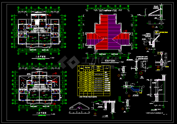 三层双拼别墅建筑cad设计施工图-图二