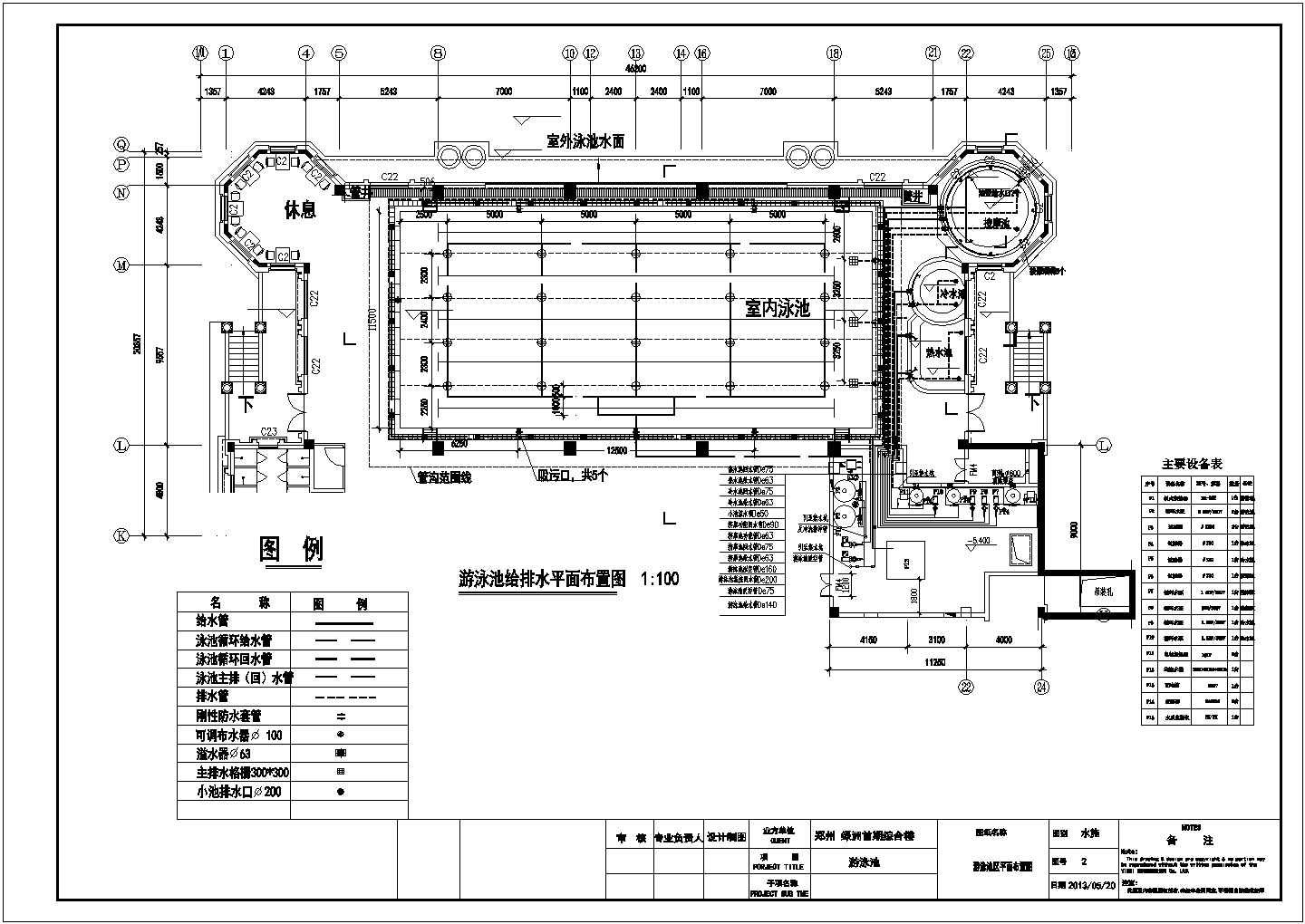 郑州某室内四季恒温泳池工程设计图