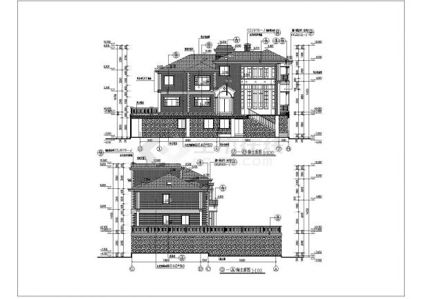 某三层框架结构简欧风格别墅建筑施工图（含效果图）-图一
