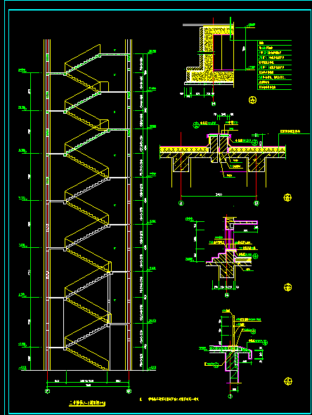 楼梯建筑装修施工节点cad平剖面详细设计图-图二