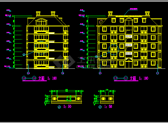 山水公寓2号住宅楼CAD建筑施工设计图-图二