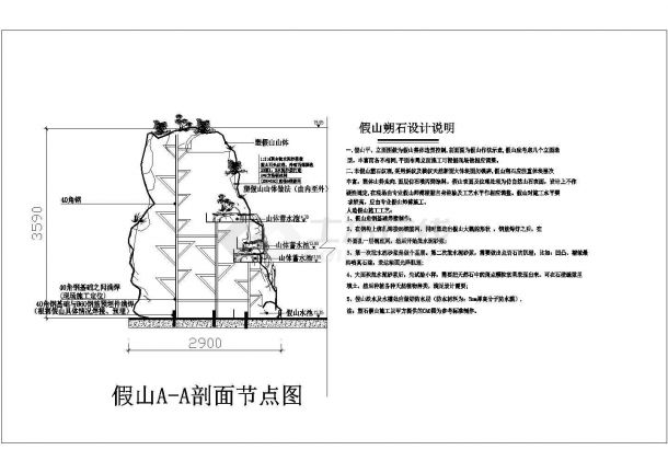 某小区假山及跌水工程全套施工图纸-图二